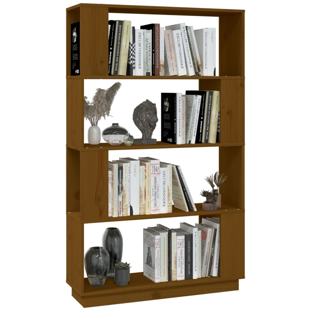 vidaXL 4 Shelf Honey Brown Solid Wood Bookcase Image 4