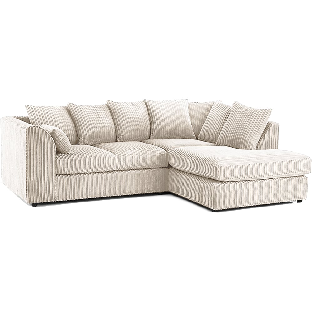Portland Luxor 4 Seater Cream Jumbo Cord Right Hand L Shape Corner Sofa Image 2