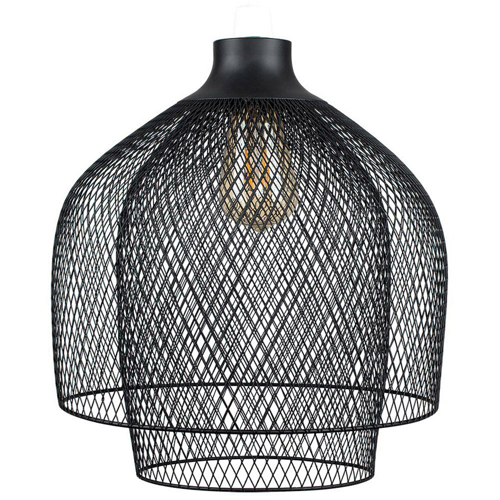 ValueLights Sigmund 2 Tier Matt Black Mesh Pendant Shade Image 1