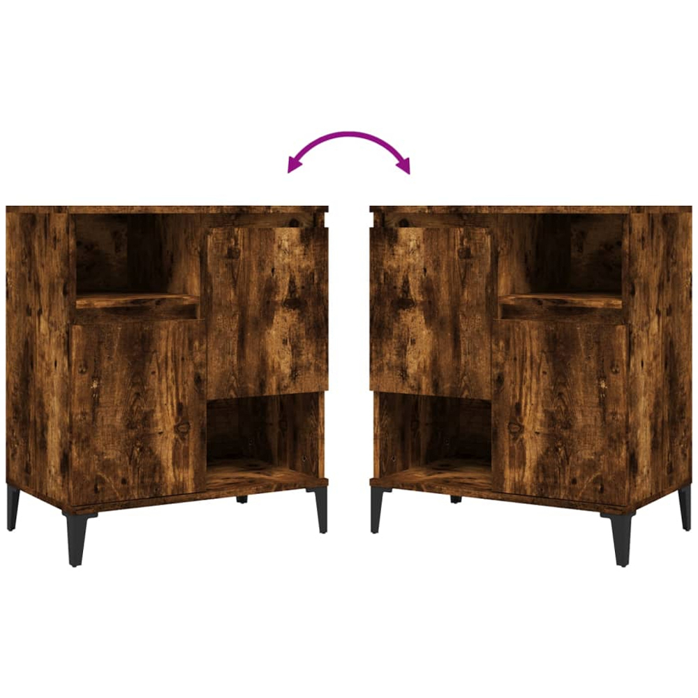 vidaXL 2 Door 2 Shelf Smoked Oak Sideboard Set of 3 Image 7