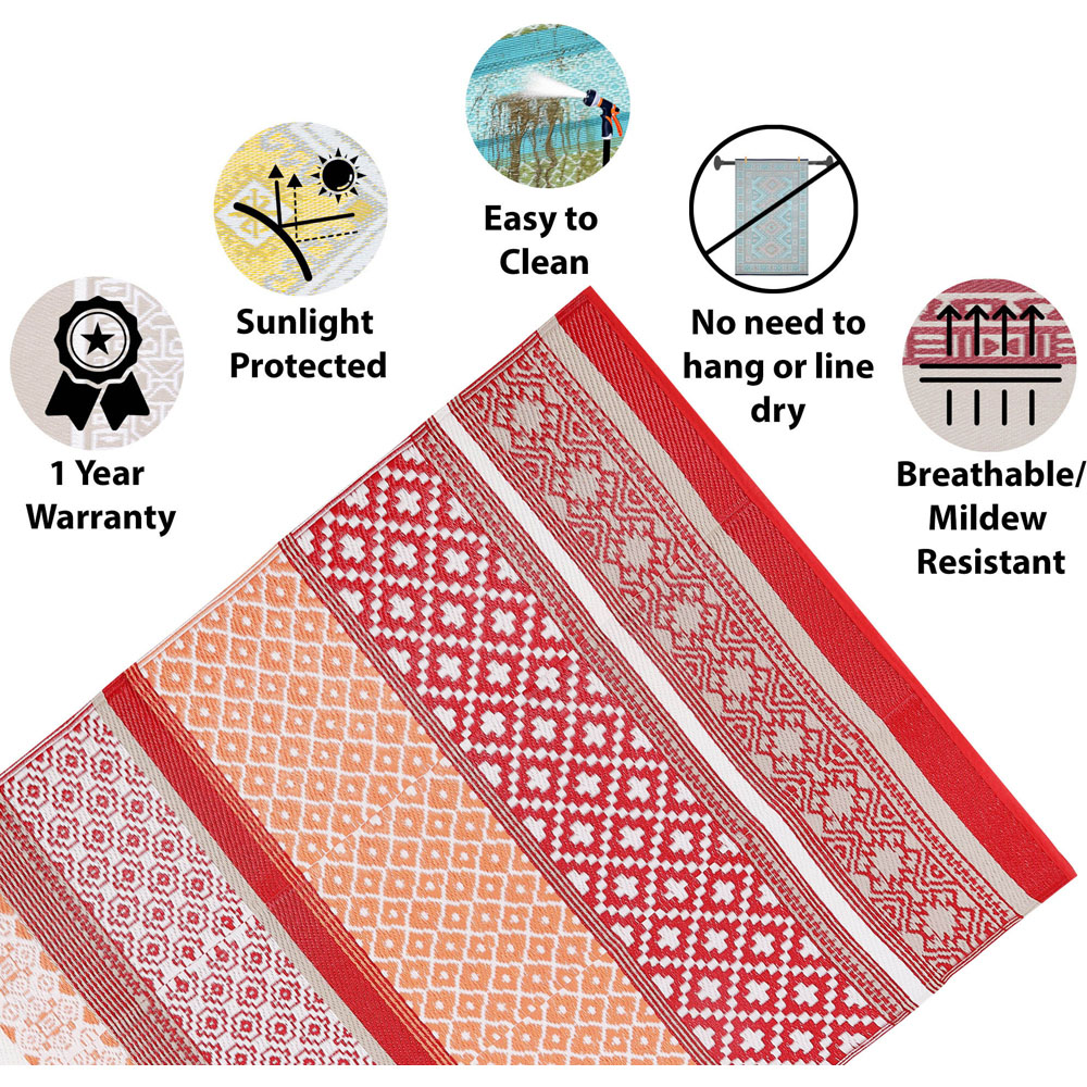 Green Decore Prime Red and Orange Camping and Picnic Rug 180 x 270cm Image 3