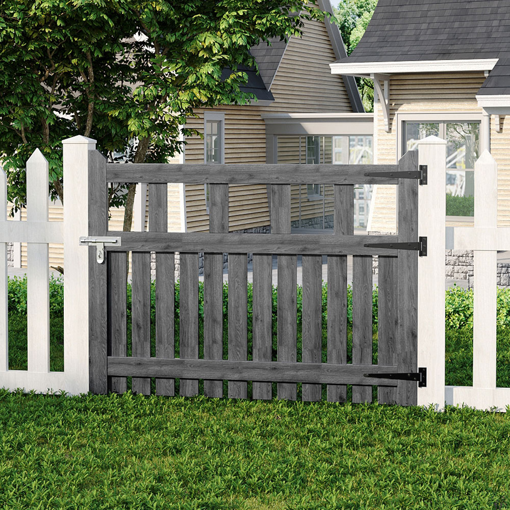 Living and Home Grey Wooden Garden Fence Door 120 x 90cm Image 2