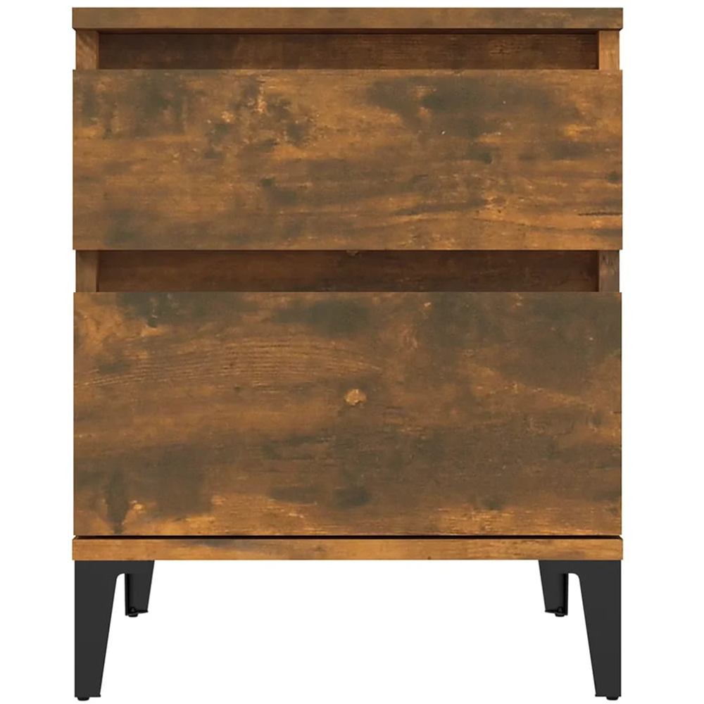 vidaXL 2 Drawer Smoked Oak Bedside Cabinet Image 4