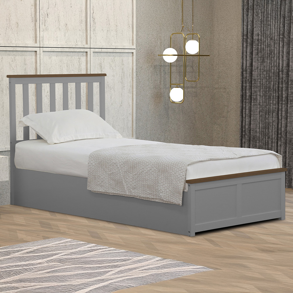 Comfy Living Single Grey Gas Lift Ottoman Bed Image 1