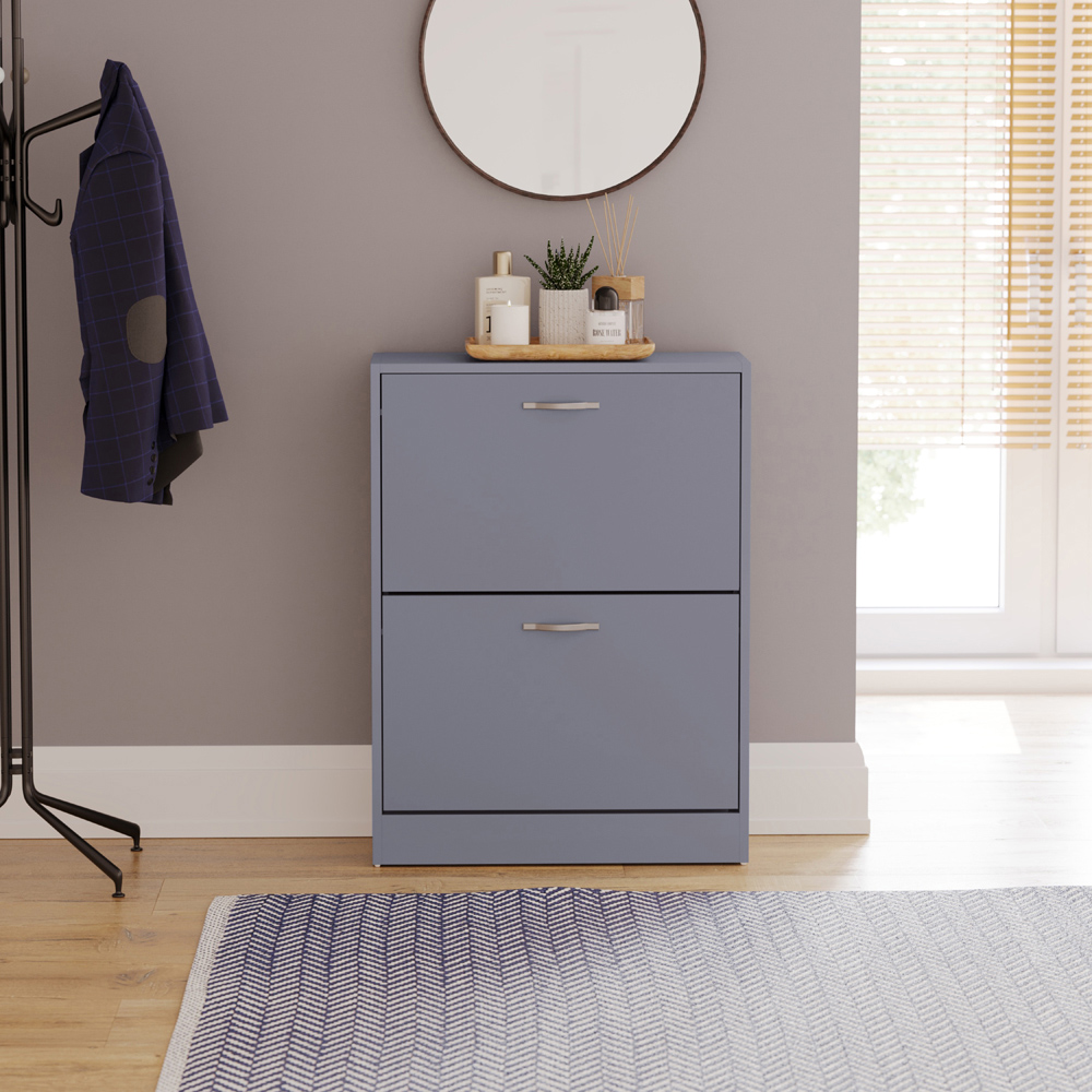VIDA DESIGNS Grey 2-Drawer Shoe Cabinet Rack Image 3