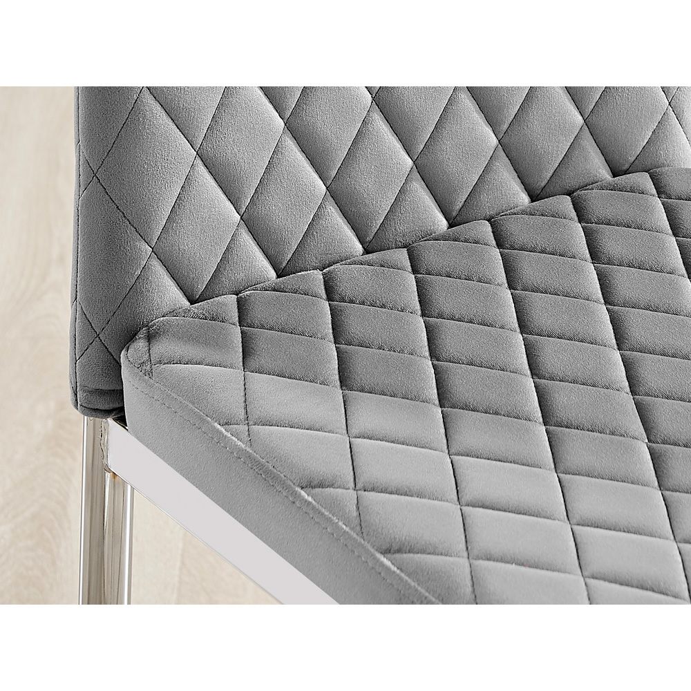 Furniturebox Valera Set of 4 Grey and Chrome Velvet Dining Chair Image 5