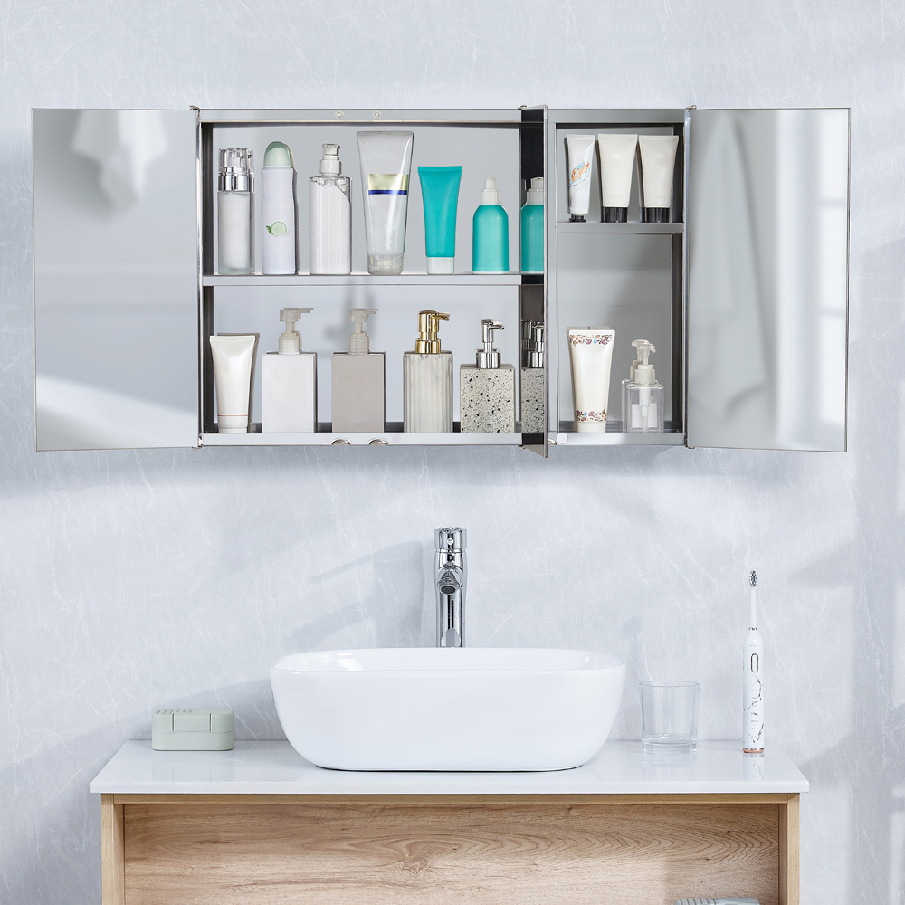 BATH VIDA Tiano Silver 3 Door Mirror Bathroom Cabinet Image 5
