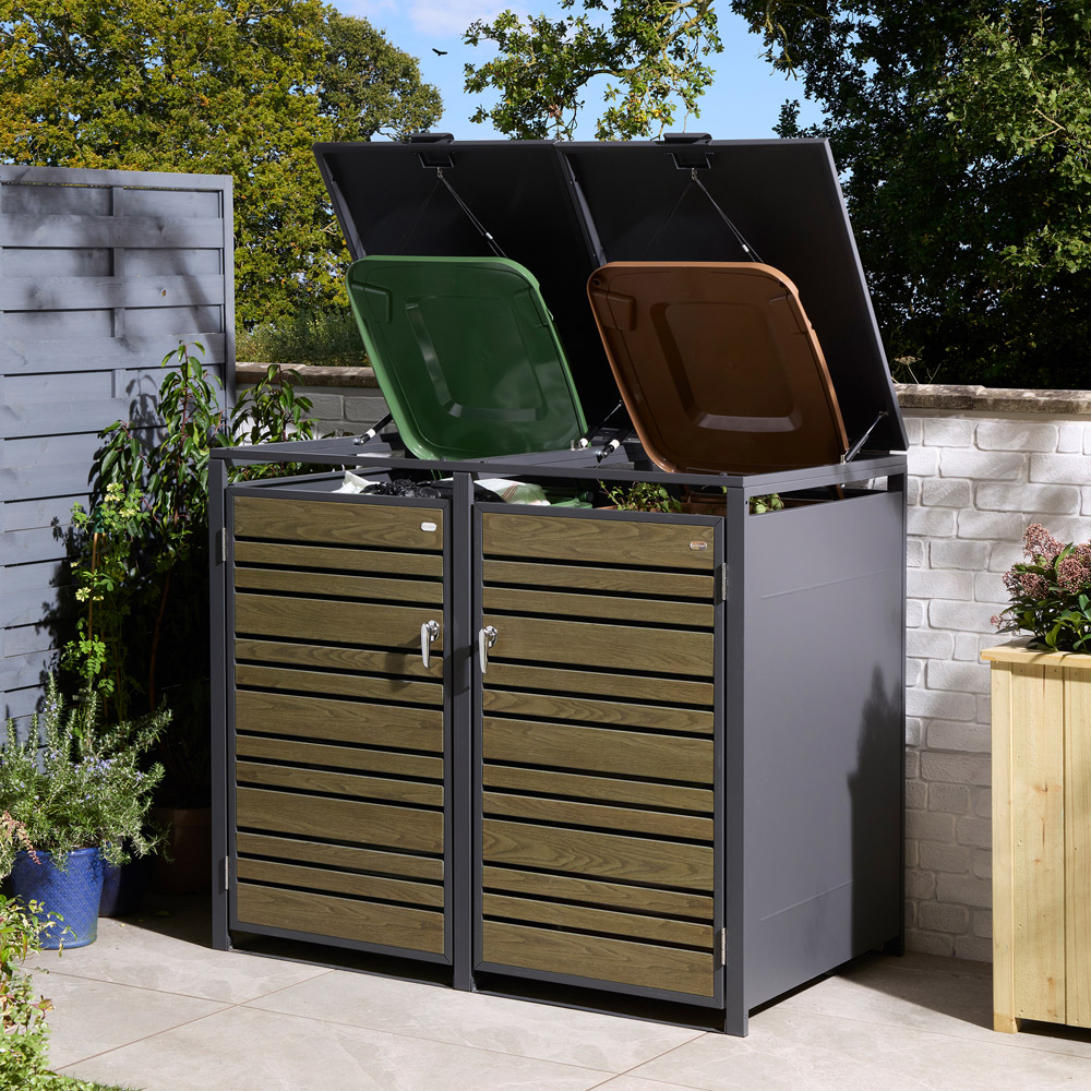 Rowlinson Chelsea Oak 2 Wheelie Bin Store Image 6