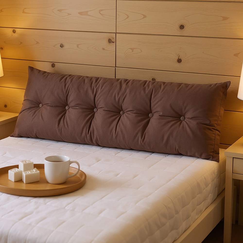 Living and Home Brown Washable Wedge Headboard Pillow with Side Pocket 50 x 180cm Image 2