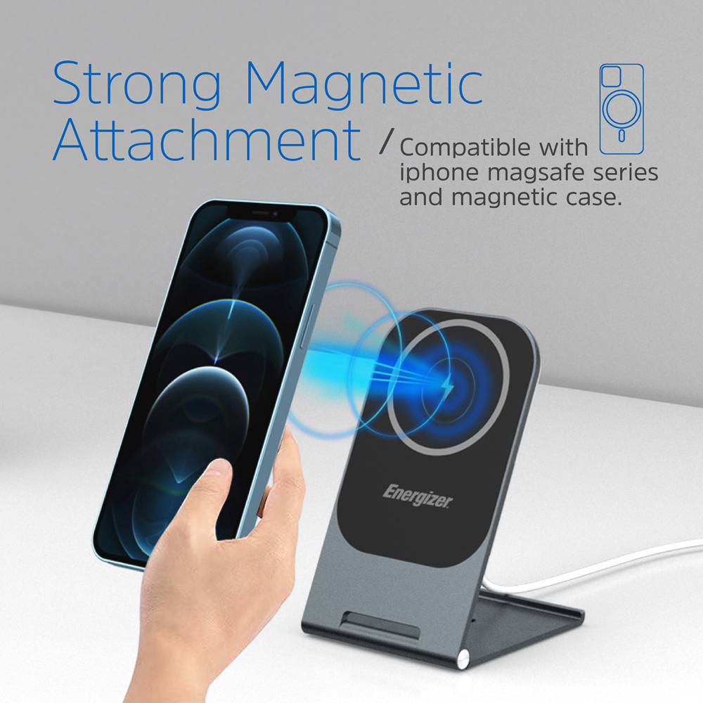 Energizer Black Aluminium Foldable QI Wireless Charging Stand 15W Image 2
