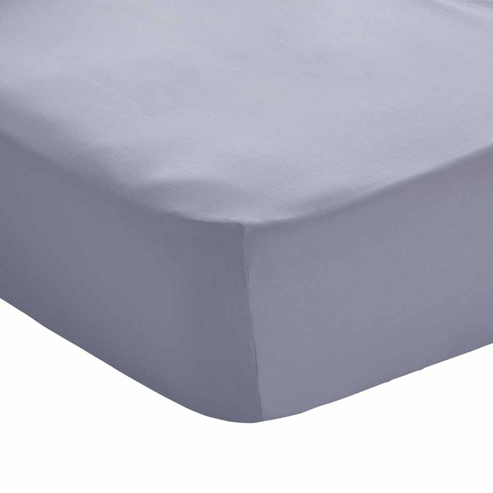 Wilko King Blue Fog Fitted Bed Sheet Image 1