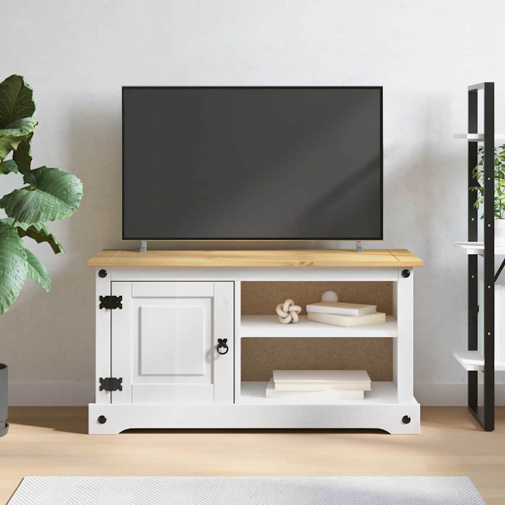 vidaXL Single Door 2 Shelf White TV Cabinet Image 4