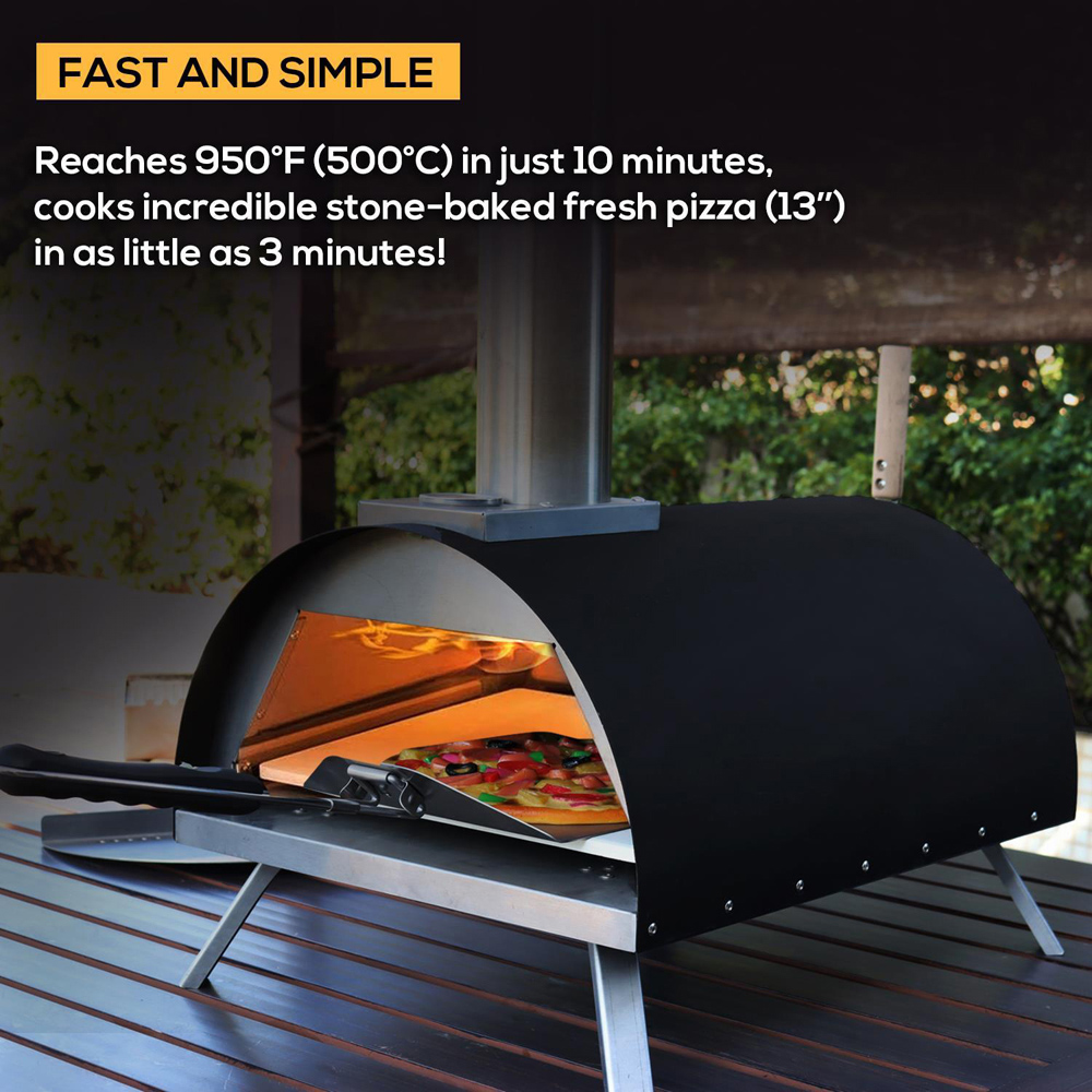 Haven Black and Silver Pizza Oven with Rain Cover Image 5