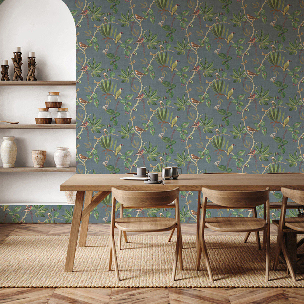 Esselle Home Hill Top Garden Slate Blue Wallpaper Image 3