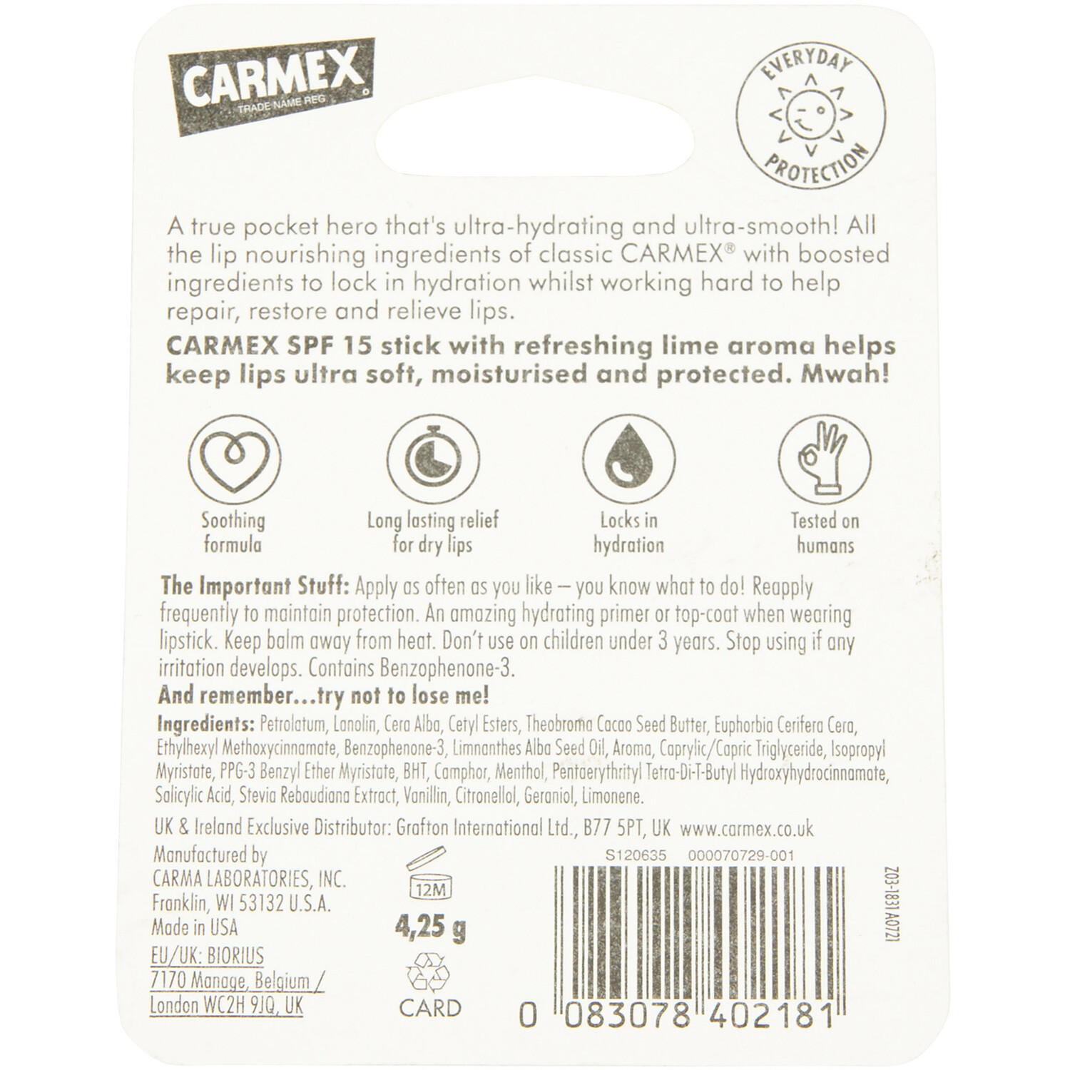Carmex Lip Balm Stick - Yellow / Lime Image 2