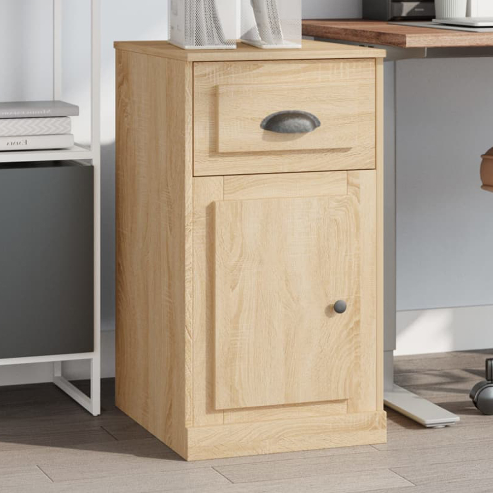 vidaXL Single Door Single Drawer Sonoma Oak Side Cabinet Image 1