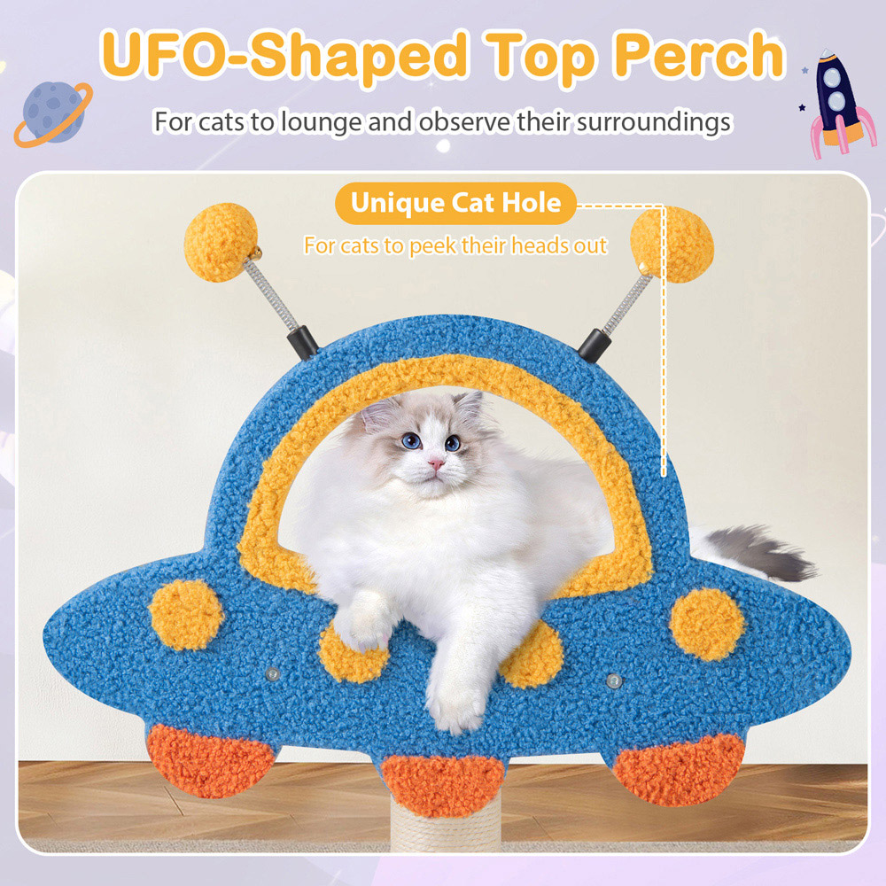 Costway 4 Tier UFO Top Blue Cat Tree Tower Image 4