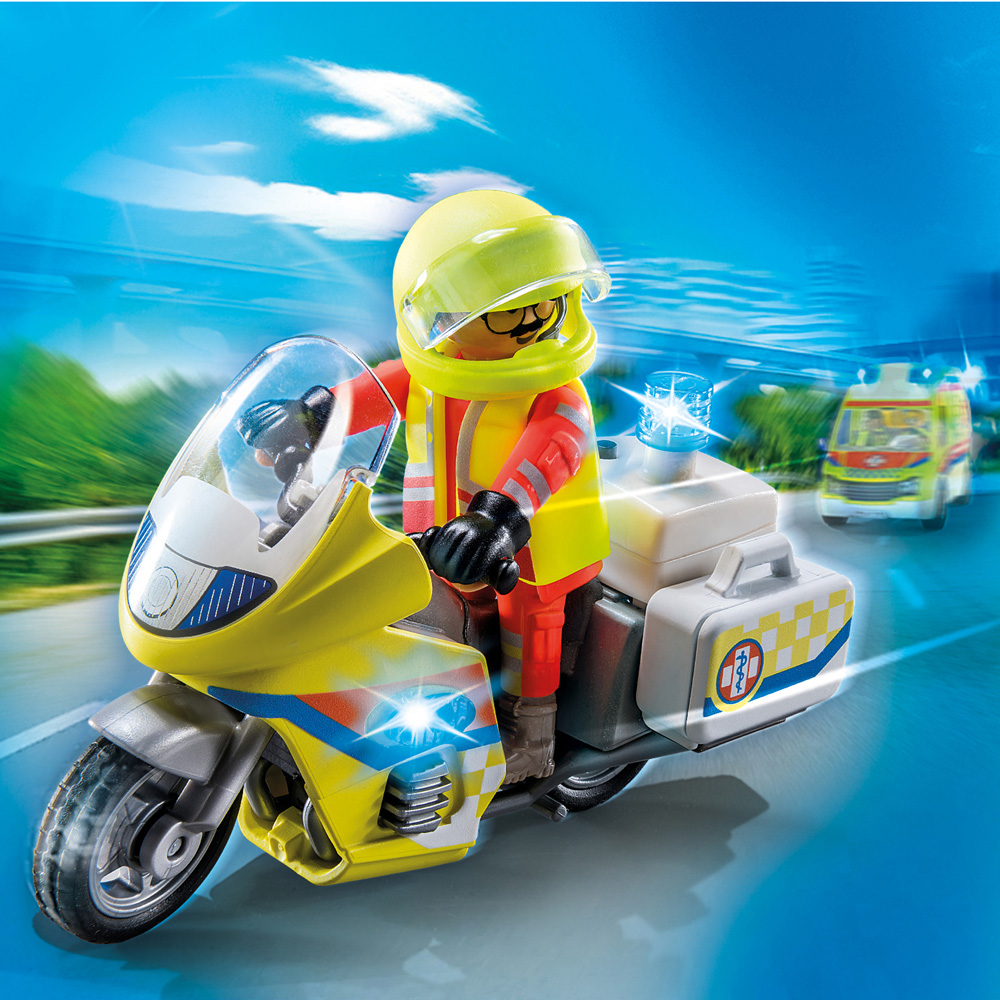 Playmobil Rescue Motorcycle with Flashing Light Playset 20 Piece Image 5