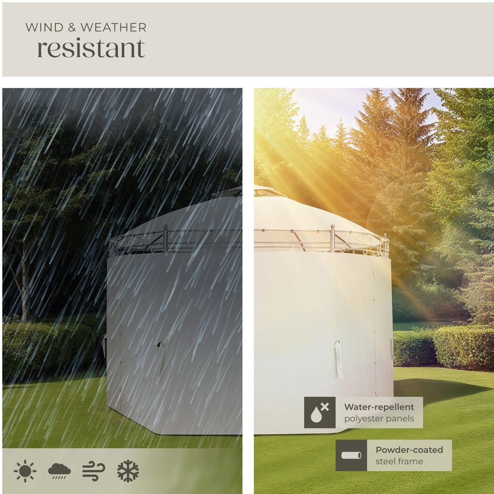 tectake Siana 3.5m Cream Double Roof Water-Repellent Round Gazebo with 6 Side Panel Image 7