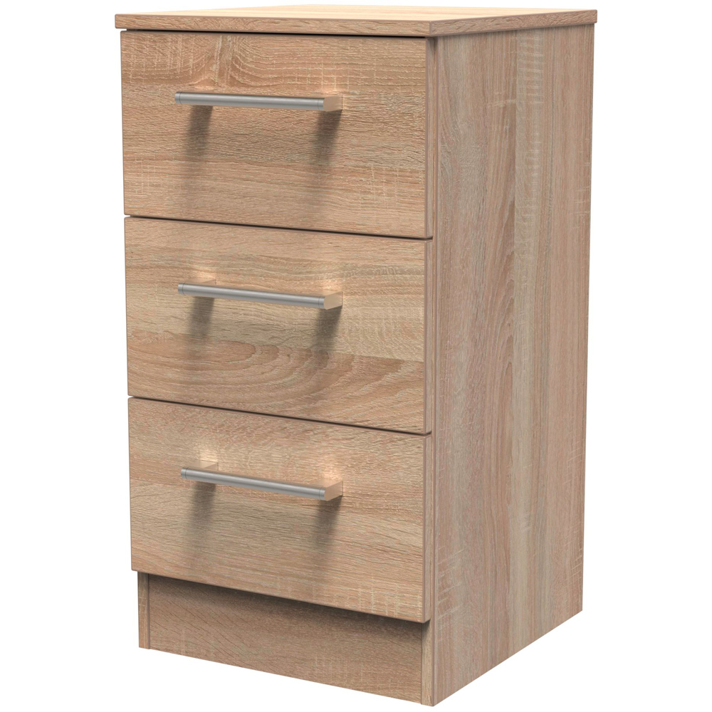 Crowndale Devon 3 Drawer Bardolino Oak Bedside Table Image 2