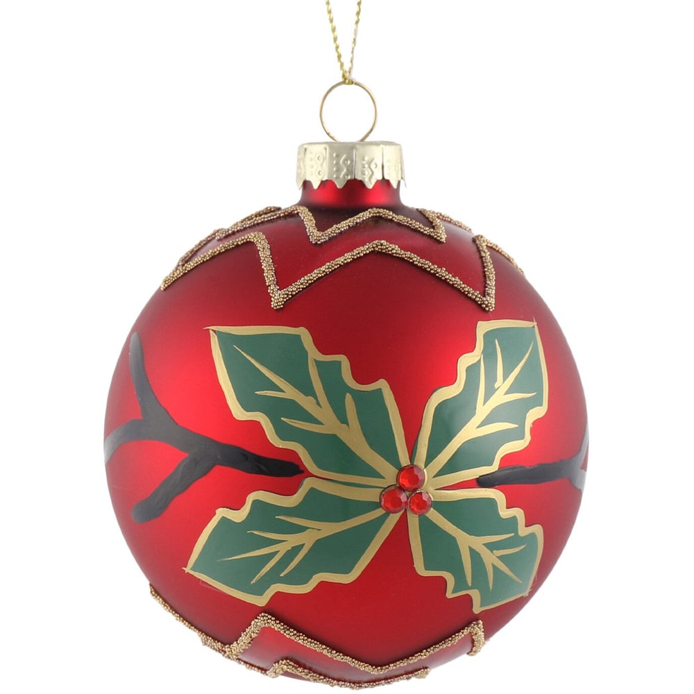 Matte Christmas Leaf Bauble - Red Image 3