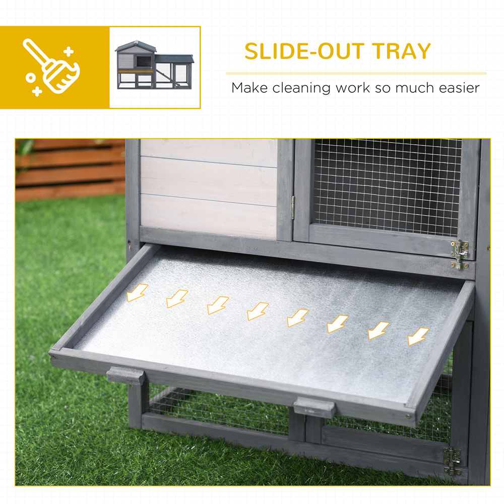 PawHut 2 Tier Wooden Rabbit Hutch with Ramp Image 5