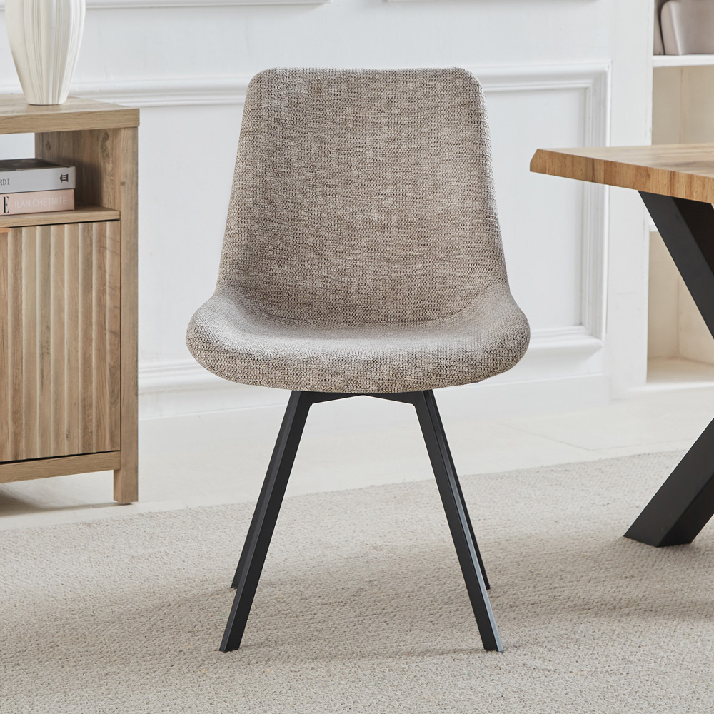Artemis Home Caino Set of 2 Beige Swivel Seat Fabric Dining Chair Image 3
