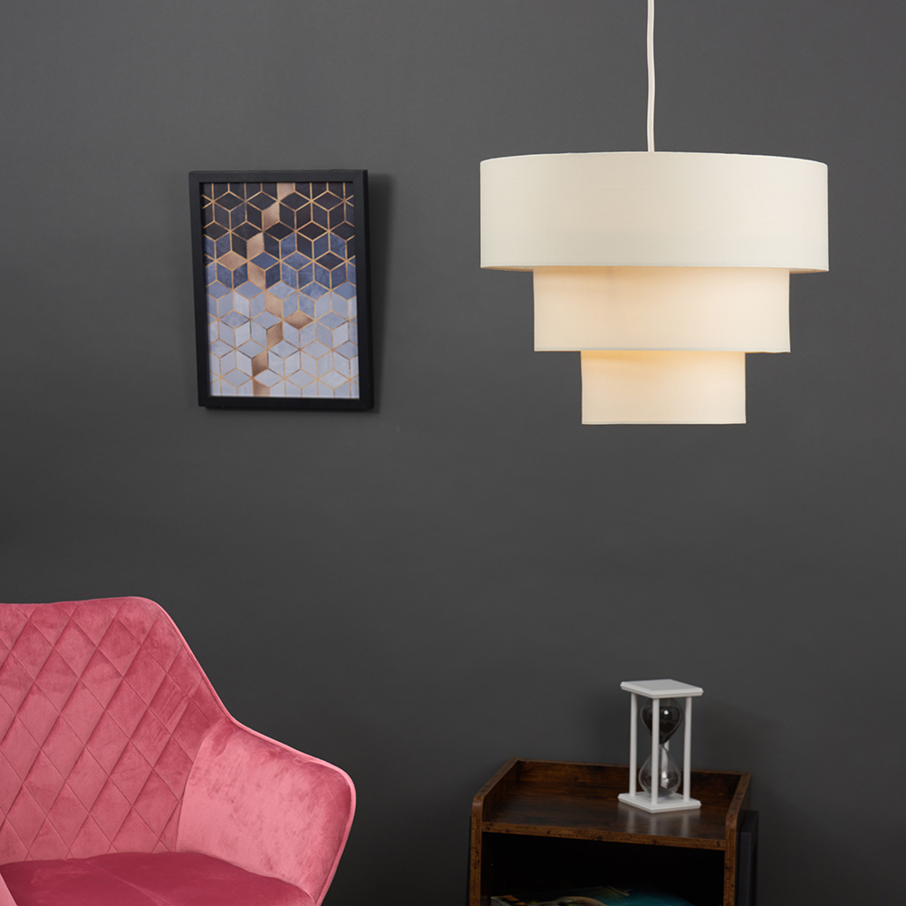 ValueLights Vermont 3 Tier Cream Pendant Lamp Shade Image 2