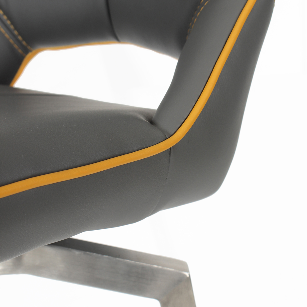 Mako Graphite Grey Swivel Leather Effect Bar Chair Image 6