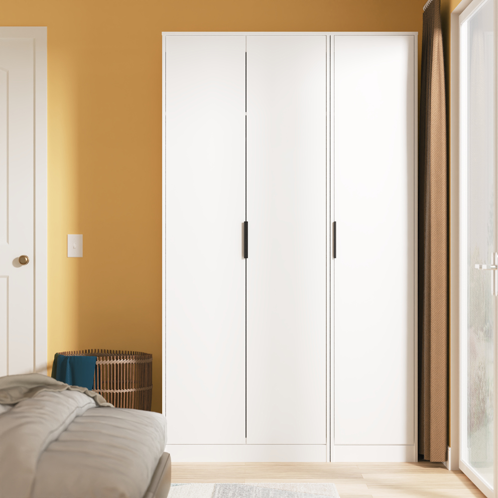 Crowndale Hong Kong 3 Door Matt White Tall Wardrobe Ready Assembled Image 7