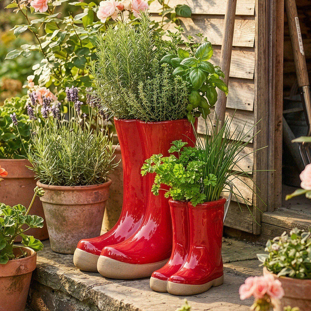 Dibor Red Double Wellington Planter 29.5cm Image 5