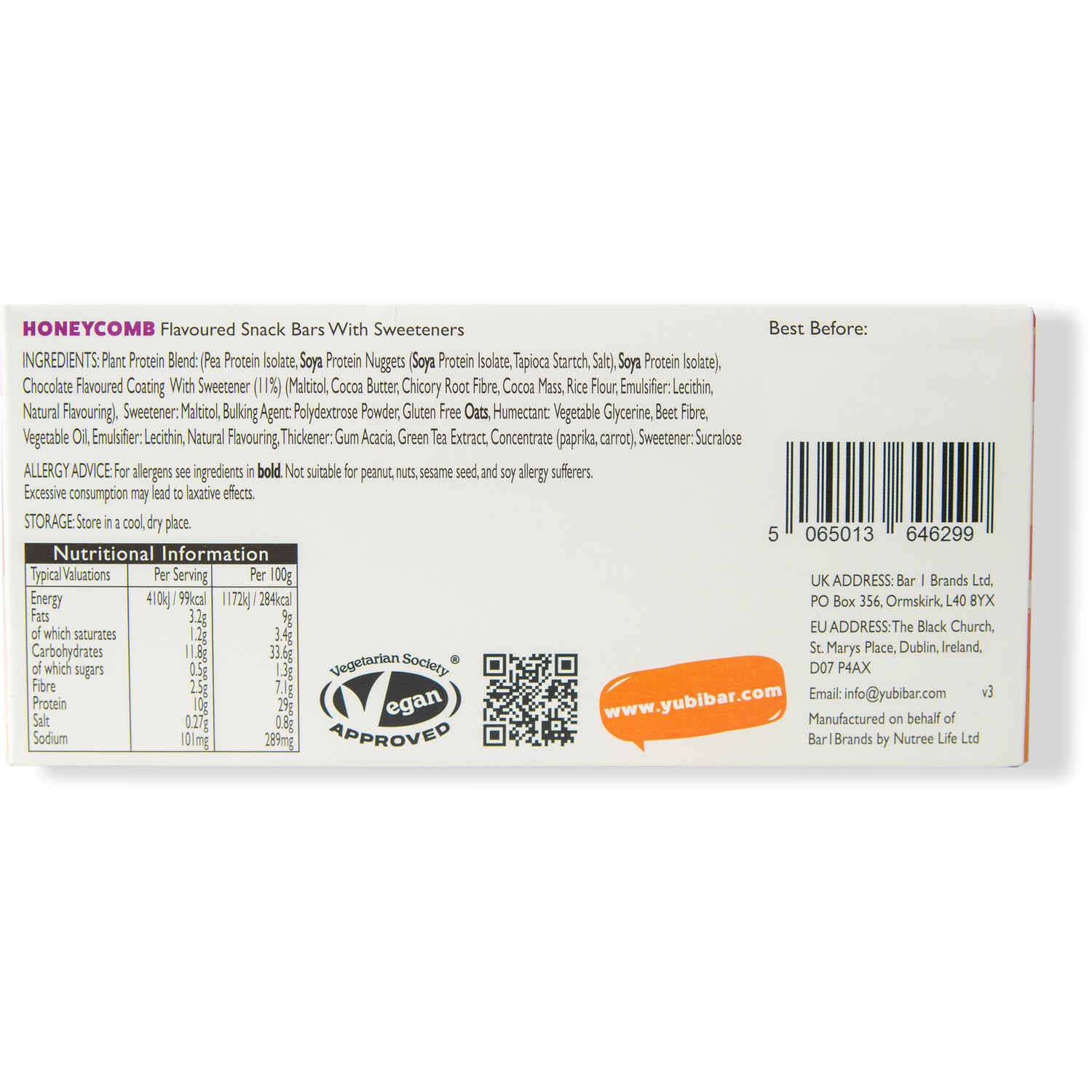 YuBi Bar Protein Snack Bar Honeycomb Image 3