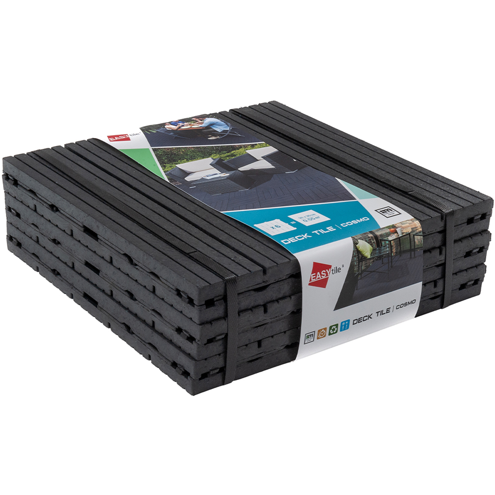 Nicoman Graphite Grey Cosmopolitan Garden Decking Tile 30cm 10 Pack Image 3