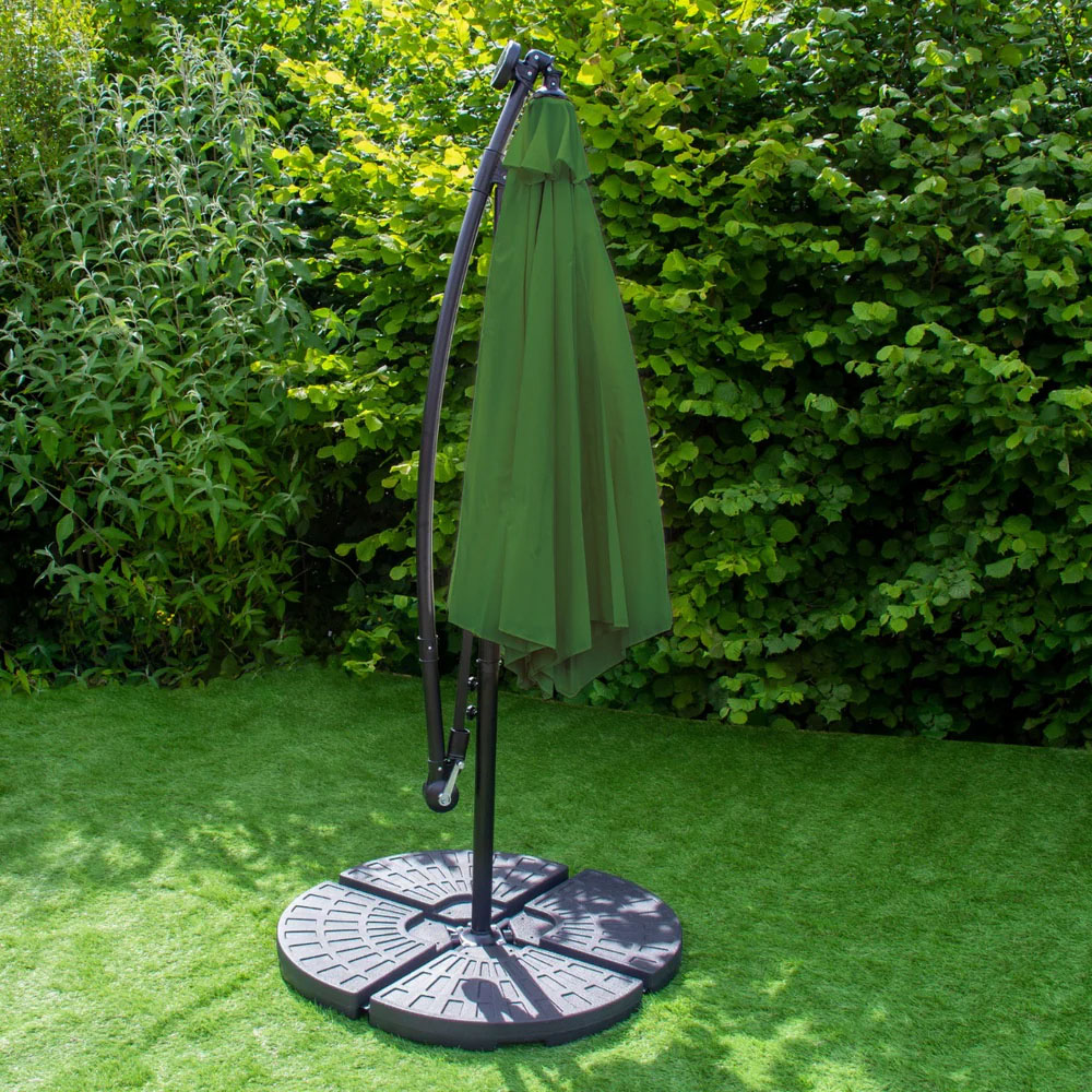 MonsterShop Green LED Cantilever Parasol with Fan Base 3m Image 6