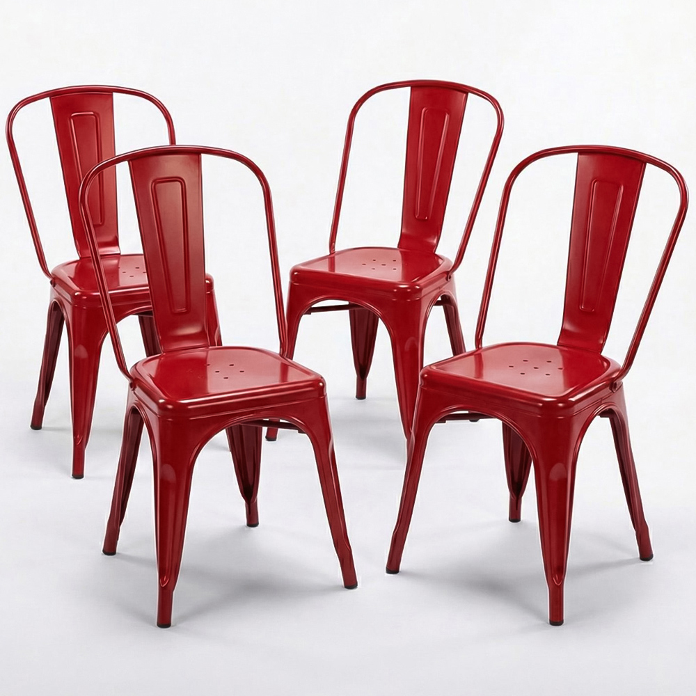 FWStyle Red Gloss Metal Chair 4 Pack Image 4