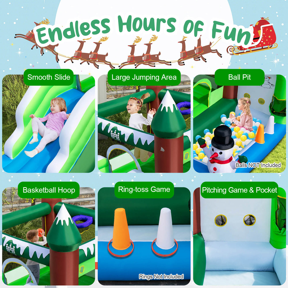Costway Winter Themed Inflatable Bounce House with Blower 680W Image 8