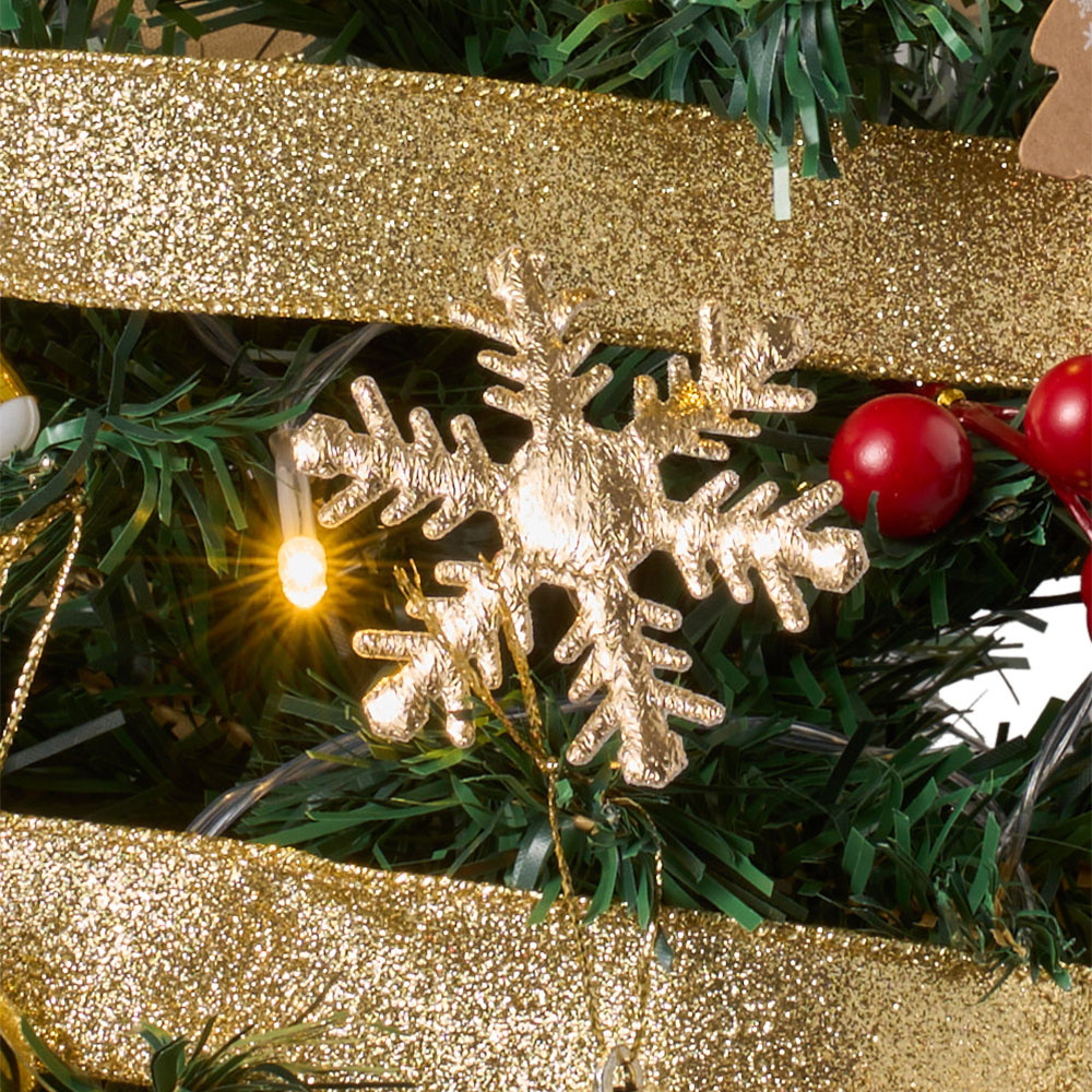 Living and Home LED String Light Baubles and Gold Star Top Mini Artificial Christmas Tree 2ft Image 3