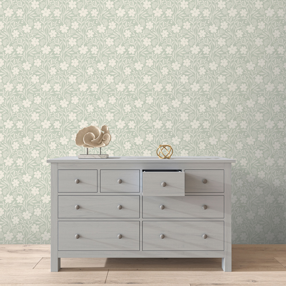 Arthouse Berry Floral Sage Wallpaper Image 2