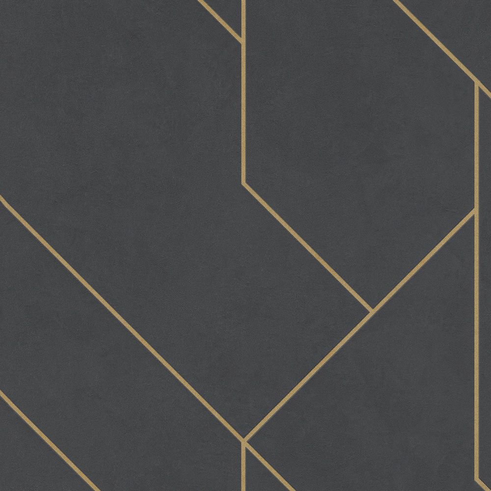 Galerie Exposed Geometric Black and Gold Wallpaper Image 1
