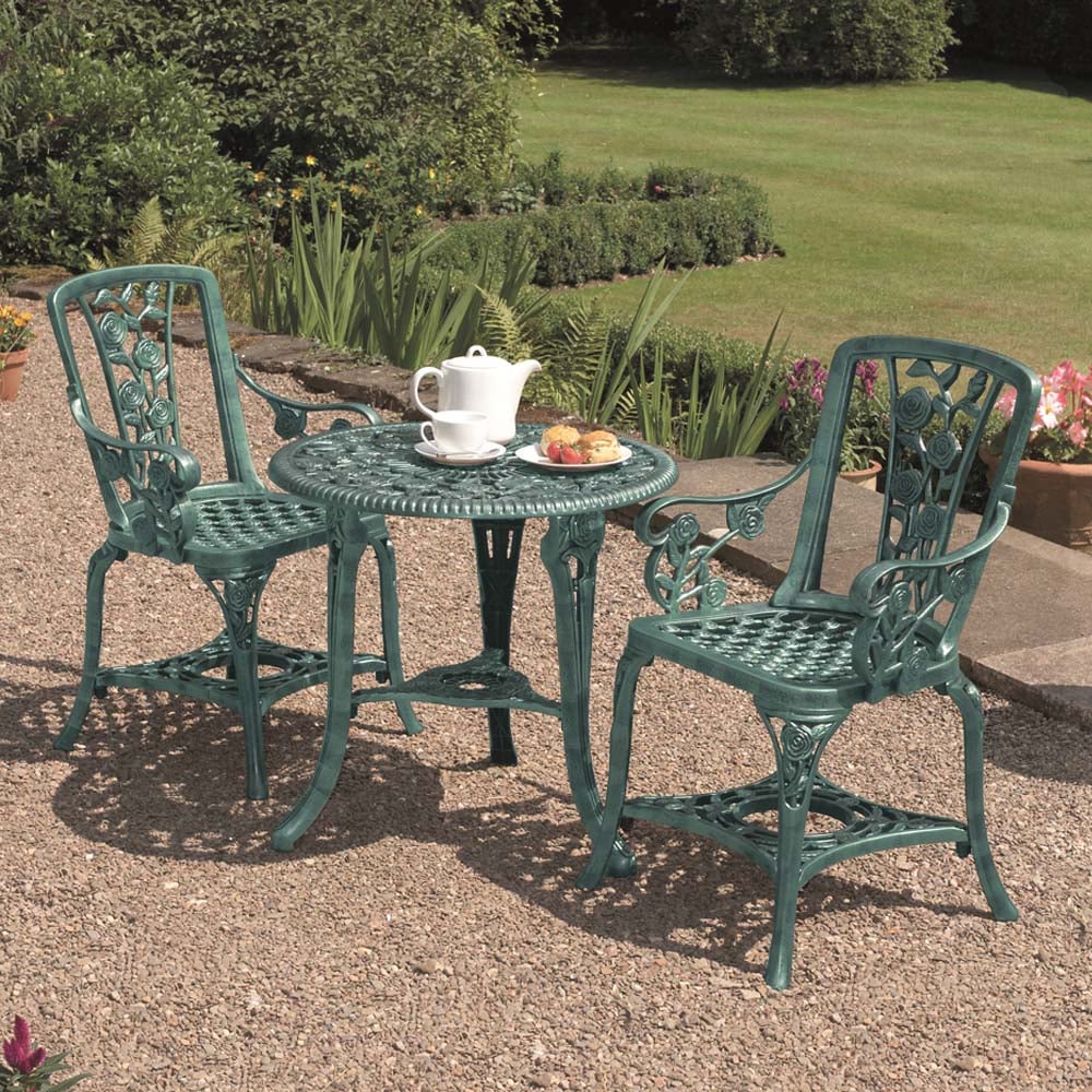Garden Gear 2 Seater Verdigris Rose Bistro Set Image 1