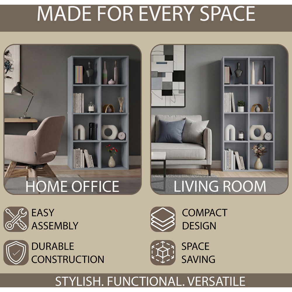 VIDA DESIGNS 8 Shelf Grey Cube Storage Unit Image 5