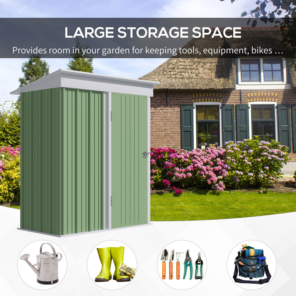 Outsunny 5 x 3ft Green Storage Metal Shed Image 5
