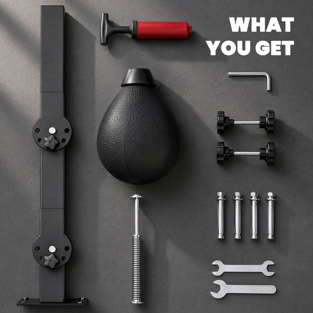 SPORTNOW Black Height Adjustable Wall-Mounted Boxing Speed Bag Image 5