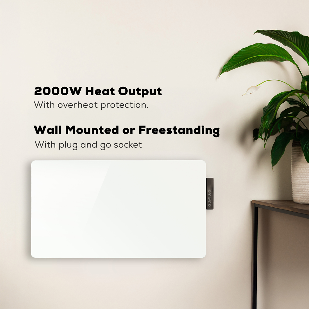 TCP White Glass Heater with Side Control Panel 2000W Image 4