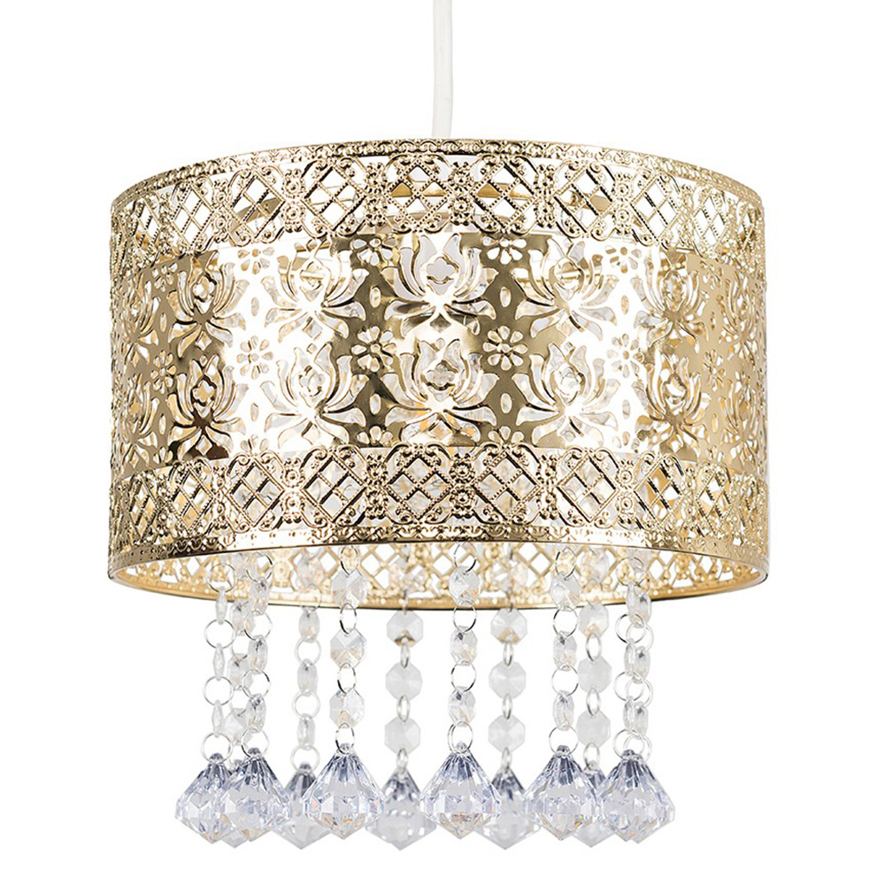ValueLights Enna Modern Gold Jewel Droplet Ceiling Pendant Light Lamp Shade Image 1