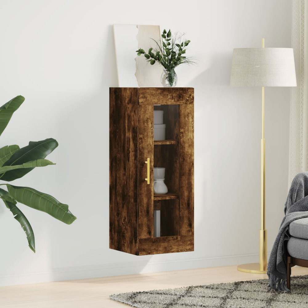 vidaXL Single Door 3 Shelf Brown Wall Mounted Cabinet Image 3