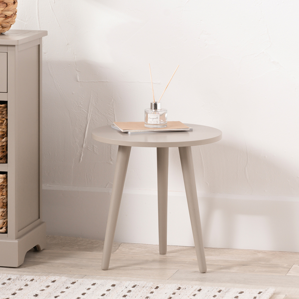 Pacific Lifestyle Devonshire Putty Cream Pine Wood Round Side Table Image 5