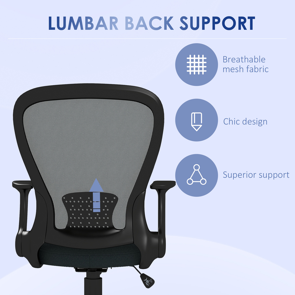Portland Grey Mesh Office Chair with Flip Up Armrest Image 5