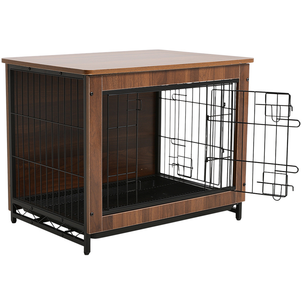 H&O Direct Brown Wooden Wire Pet Cage with Tray 73 x 55cm Image 1