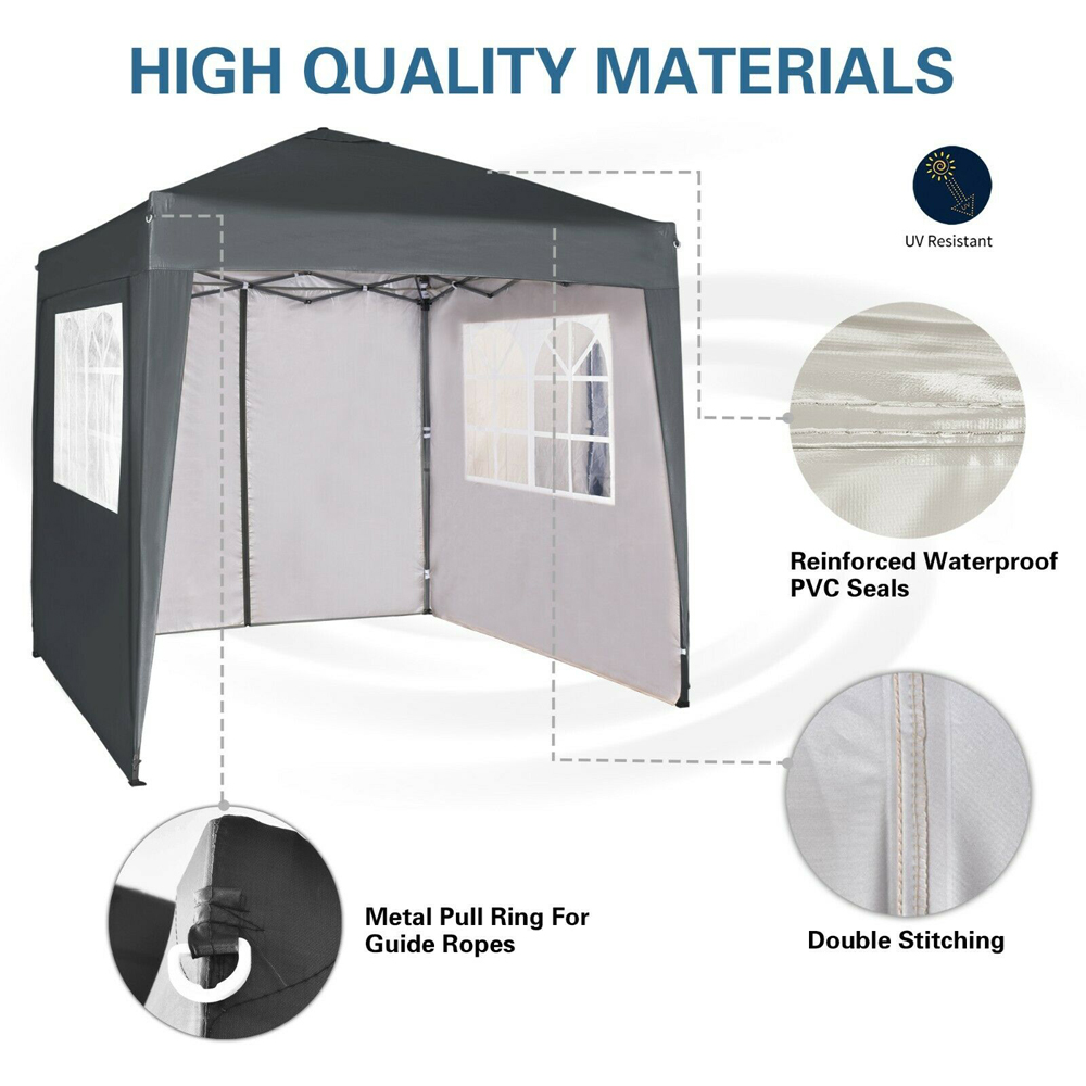Grey 2 x 2m Pop Up Gazebo with Removable Sidewalls Image 6